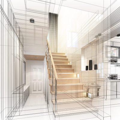 sketch-design-stair-hall-3dwire-frame-render